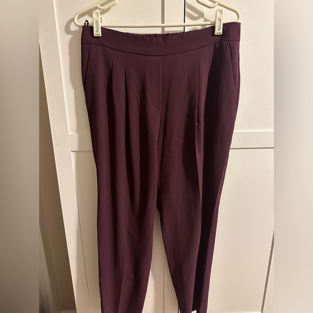Babaton Conan Ankle Cropped Pants in Burgundy Eggplant Sz 10